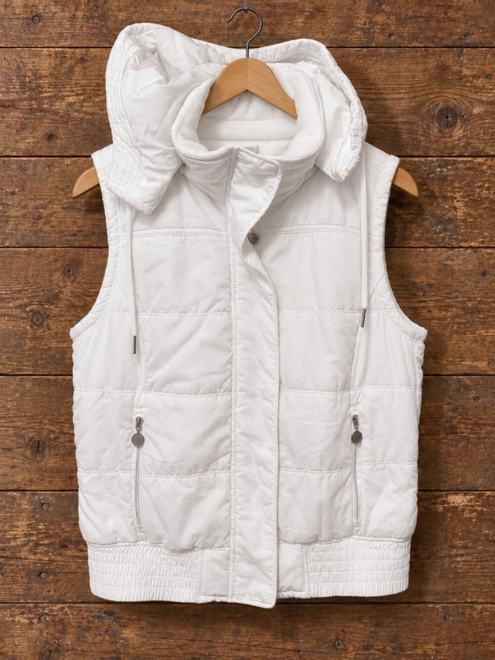 Calvin Klein White Hooded Puffer Vest Jacket Women’s Large